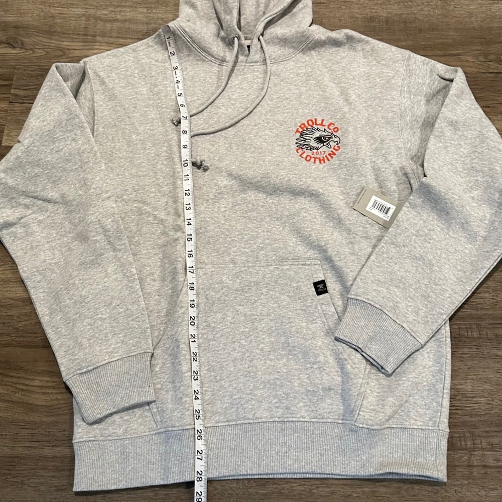 NWT Troll Co Clothing Eagle Eye Hoodie Mens Medium Gray Pullover Dirty Hands - Picture 7 of 8